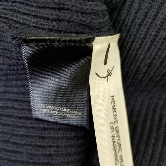 New Ann Taylor Navy Blue Wool Bow Tie Cuff Ribbed Sweater Size Small - Picture 11 of 11